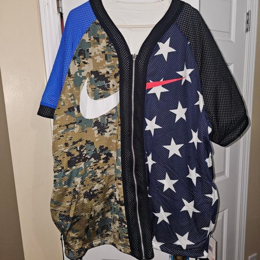 Nike‎ Reversible Baseball Jersey Mens XXL Multi White AV8269-010 New Camo Stars
